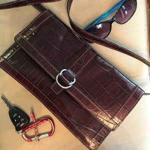 Mock croc leather purse